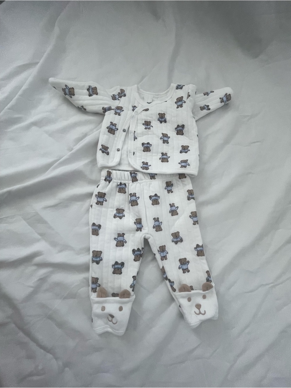 White Bear-Print Kids Pajama Set - Soft Two-Piece Sleepwear